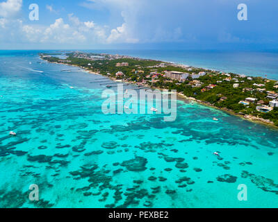 Une vue aérienne de Isla Mujeres à Cancun, Mexique Banque D'Images