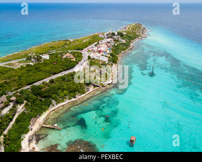 Une vue aérienne de Isla Mujeres à Cancun, Mexique Banque D'Images