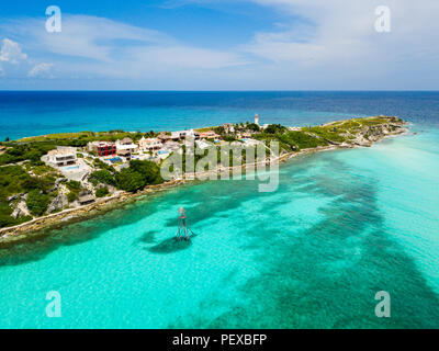 Une vue aérienne de Isla Mujeres à Cancun, Mexique Banque D'Images