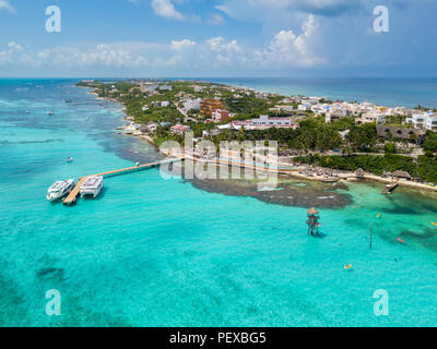 Une vue aérienne de Isla Mujeres à Cancun, Mexique Banque D'Images