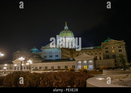 Pennsylvania State Capitol Building at Night Banque D'Images