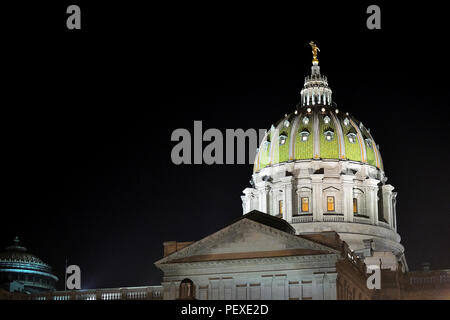 Pennsylvania State Capitol Building at Night Dome Banque D'Images