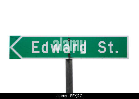 Edward Street sign isolé sur fond blanc Banque D'Images