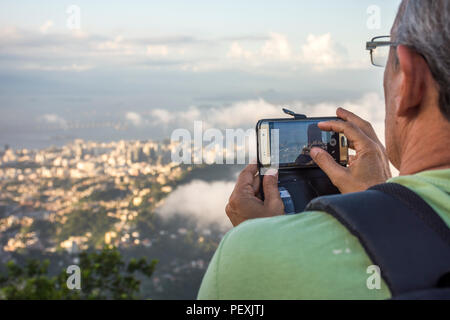 Photographie touristique vue depuis la montagne du Corcovado, Rio de Janeiro, Brésil Banque D'Images