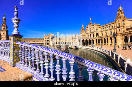 Belle Plaza de Espana,ville de Séville, Espagne. Banque D'Images