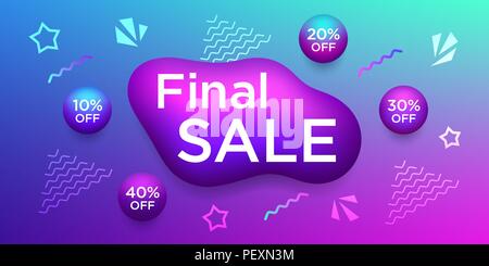 Bannière colorée à la vente finale et des réductions. La conception créative de vecteur de vente bannière avec différentes formes géométriques, Liquide couleurs et dégradés. Pu bleu cyan Illustration de Vecteur