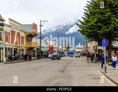 Dans le principal quartier commercial de cruise ship port de Skagway en Alaska Banque D'Images