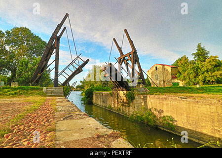 Le pont Langlois à Arles, Provence-Alpes-Côte d'Azur, France. Le pont est l'objet de quatre peintures à l'aquarelle, l'un et quatre dessins par Vinc Banque D'Images