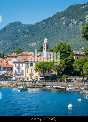 Vue panoramique à Lenno, magnifique village surplombant le lac de Côme, Lombardie, Italie. Banque D'Images