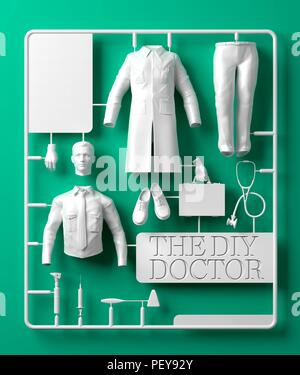 DIY kit médecin, illustration de l'ordinateur. Banque D'Images