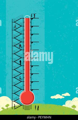 Collecteur de thermomètre. Les gens comment mesurer le progrès d'un grand thermomètre. Illustration de Vecteur