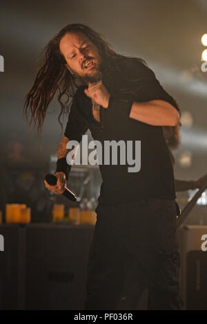 MIAMI BEACH, FL - le 16 octobre : Jonathan Davis de Korn effectue au Fillmore le 16 octobre 2015 à Miami Beach, Floride Personnes : Jonathan Davis Banque D'Images