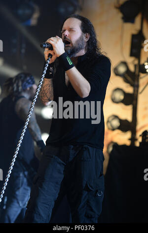 MIAMI BEACH, FL - le 16 octobre : Jonathan Davis de Korn effectue au Fillmore le 16 octobre 2015 à Miami Beach, Floride Personnes : Jonathan Davis Banque D'Images