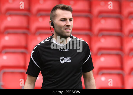 Manchester, UK. 18 août 2018. Super Betfred qualificatifs Ligue Ronde 2 , Salford , Red Devils v Widnes Vikings ; RFL Liam officiel Crédit : Moore News Images /Alamy Live News Banque D'Images