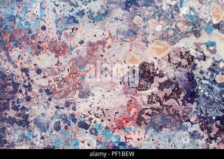 La palette d'artiste macro texture, les peintures à l'huile mélangée dans les couleurs bleu, Close up. Photo haute résolution. Banque D'Images