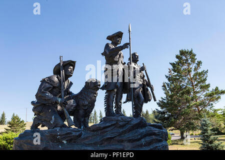 'Explorateurs au portage' Sculpture par Bob Scriver à Great Falls, Montana, USA Banque D'Images