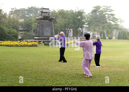 Les personnes âgées de faire des exercices de tai chi Banque D'Images