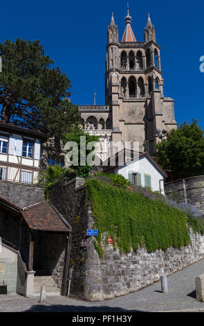 La Cathédrale Notre-Dame de Lausanne, Lausanne, Vaud, Suisse. Banque D'Images