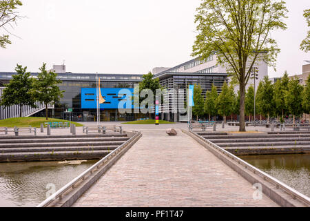 Entrée de l'immeuble pour le design industriel, Université de Delft, aux Pays-Bas. Banque D'Images