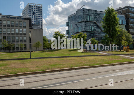 Logo de l'Université de Technologie de Delft sur le campus, Pays-Bas Banque D'Images