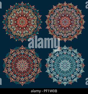 Collection d'éléments de conception vectorielle Mandala Fleurs stylisées Illustration de Vecteur