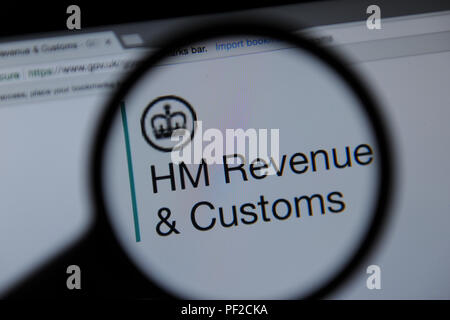 Le HMRC website vu à travers une loupe Banque D'Images