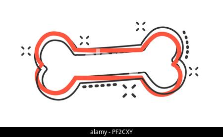 Vector cartoon dog bone toy icon dans le style comique. Signe d'os illustration pictogramme. Les os du squelette effet splash concept. Illustration de Vecteur