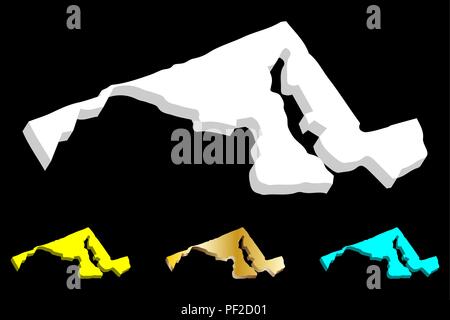 Carte 3D du Maryland (États-Unis d'Amérique) - blanc, jaune, bleu et or - vector illustration Illustration de Vecteur
