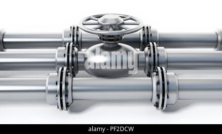 Pipeline de pétrole isolé sur fond blanc. 3D illustration. Banque D'Images