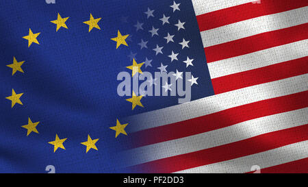 L'Union européenne et les Etats-Unis la moitié réaliste drapeaux ensemble - l'Union européenne et l'Amérique latine Banque D'Images