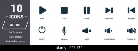 Les contrôles audio icons set. Symbole de qualité Premium collection. Les contrôles audio icon set éléments simples. Prêt à utiliser dans la conception de sites web, applications, logiciels, prin Illustration de Vecteur