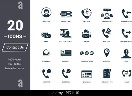 Contactez-nous Kit. Symbole de qualité Premium collection. Nous contacter icon set éléments simples. Prêt à utiliser dans la conception de sites web, applications, logiciels, imprimer Illustration de Vecteur