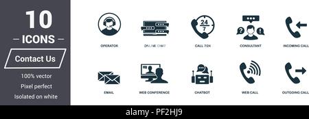 Contactez-nous Kit. Symbole de qualité Premium collection. Nous contacter icon set éléments simples. Prêt à utiliser dans la conception de sites web, applications, logiciels, imprimer Illustration de Vecteur