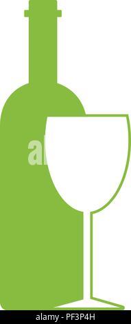 Modèle de conception de logo de bouteille de vin avec verre sur fond blanc. Concept pour des vins, un bar et des menus de restaurant, de l'alcool des boissons, les étiquettes de vin. Illustration de Vecteur