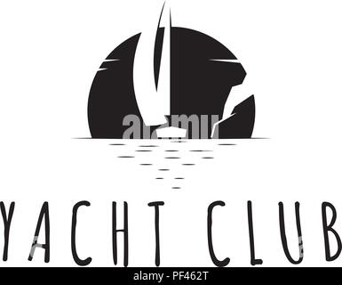 Yacht Club Black logo vector image fond blanc Illustration de Vecteur