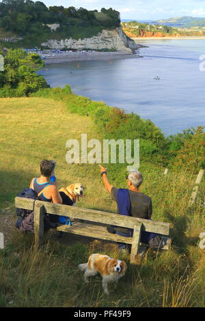 Aux personnes bénéficiant d'une vue à partir de la bière en direction de la bière et dans le Devon Seaton Banque D'Images