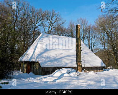 Naturpark Lüneburger Heide, hiver, Schafstall dans Wilsede, Gemeinde Bispingen, Landkreis Soltau-Fallingbostel, Niedersachsen, Deutschland | Nature res Banque D'Images