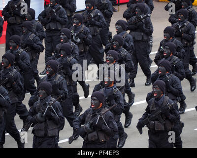 Régiment des forces spéciales de la Marine péruvienne marchant sur le traditionnel défilé militaire pour le 197th anniversaire de la Journée de l'indépendance péruvienne Banque D'Images