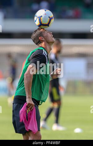 Vérone, Italie. 18 Aug, 2018. firo : 18.08.2018, Football, International, Série A, de la saison 2018/2019, l'AC Chievo Verona - Juventus Cristiano Ronaldo, Juventus, réchauffant l'utilisation dans le monde entier | Credit : dpa/Alamy Live News Banque D'Images