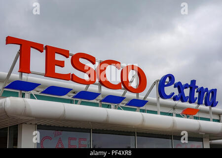 West Thurrock, UK.19 Août 2018,Tesco Extra Lakeside store se connecter, les gris, en Angleterre. © Jason Richardson / Alamy Live News Banque D'Images