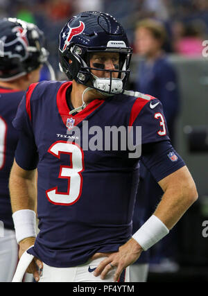 18 août 2018 : Houston Texans quarterback Brandon Weeden (3) au cours de la pré-saison NFL football match entre le et le Houston Texans San Francisco 49ers à NRG Stadium à Houston, TX. John Glaser/CSM Banque D'Images