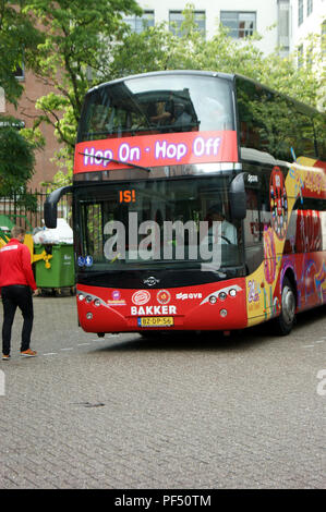 Double Deck bus ville de Bakkers,Amsterdam,Pays-Bas Banque D'Images