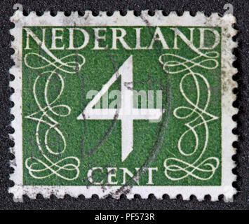 Utilisé affranchis Nederland Pays-Bas Stamp, 4c vert quatre cent Banque D'Images