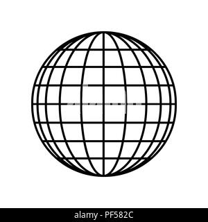 Earth Globe signe. Vecteur. Icône noir rempli à fond blanc. Isolées. Illustration de Vecteur
