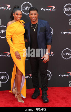 2018 Espy Awards tenue au Théâtre de Microsoft à Los Angeles, Californie comprend : Ciara, Russell Wilson Où : Los Angeles, California, United States Quand : 18 Jul 2018 Credit : Sheri Determan/WENN.com Banque D'Images