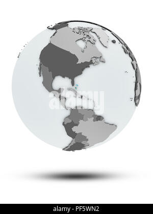 Bahamas avec drapeau sur le globe avec ombre isolé sur fond blanc. 3D illustration. Banque D'Images