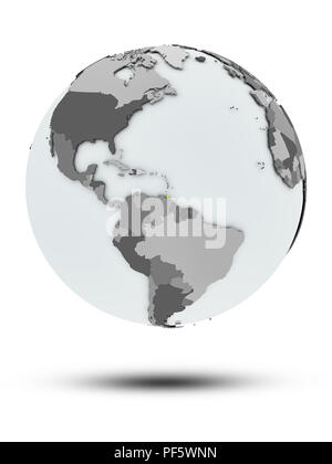 Caraïbes avec drapeau sur le globe avec ombre isolé sur fond blanc. 3D illustration. Banque D'Images