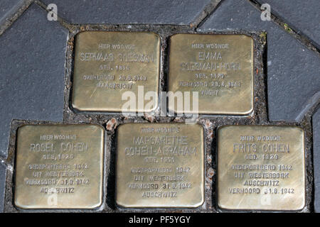 Plaques d'expulsion de l'Holocauste à Valkenburg, Limbourg dans le sud-est de Holland Banque D'Images