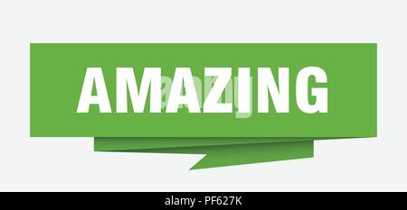Amazing signe. papier bulle incroyable origami. amazing. tag bannière incroyable Illustration de Vecteur