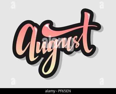 Lettrage main signe août nouvelle année mois ombre logo typographie décorative lettrage calligraphie gradient Banque D'Images